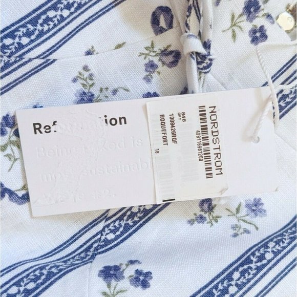 Reformation Maegan Linen Dress Retrofete White Floral 100% Linen Midi - Picture 4 of 10